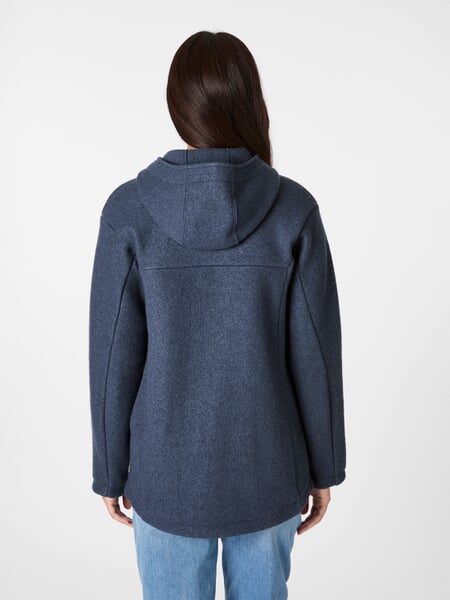 Women’s Functional Jacket, Virgin Wool Navy, presented on a model
