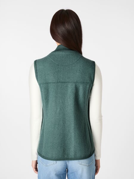 Ladies' virgin wool vest Mint green, presented on a model