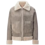 Veste réversible en peau d'agneau pour femme Gris clair