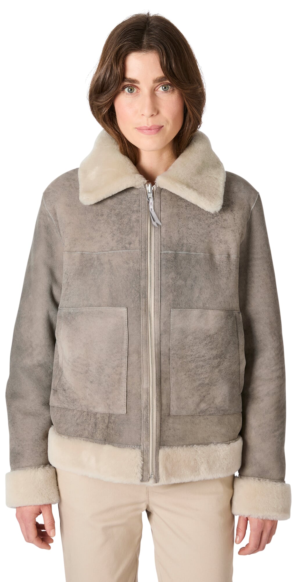Ladies reversible jacket lambskin, Light gray | Manufactum