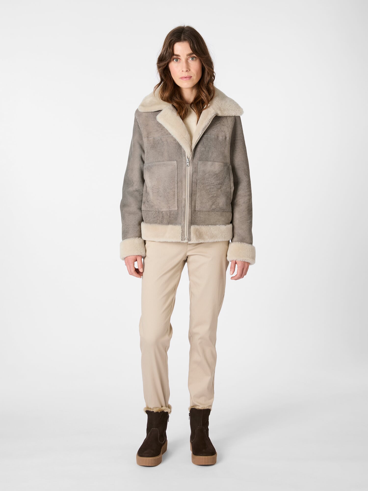 Ladies reversible jacket lambskin, Light gray | Manufactum