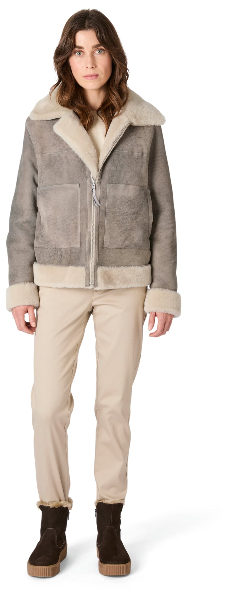 Ladies reversible jacket lambskin, Light gray | Manufactum