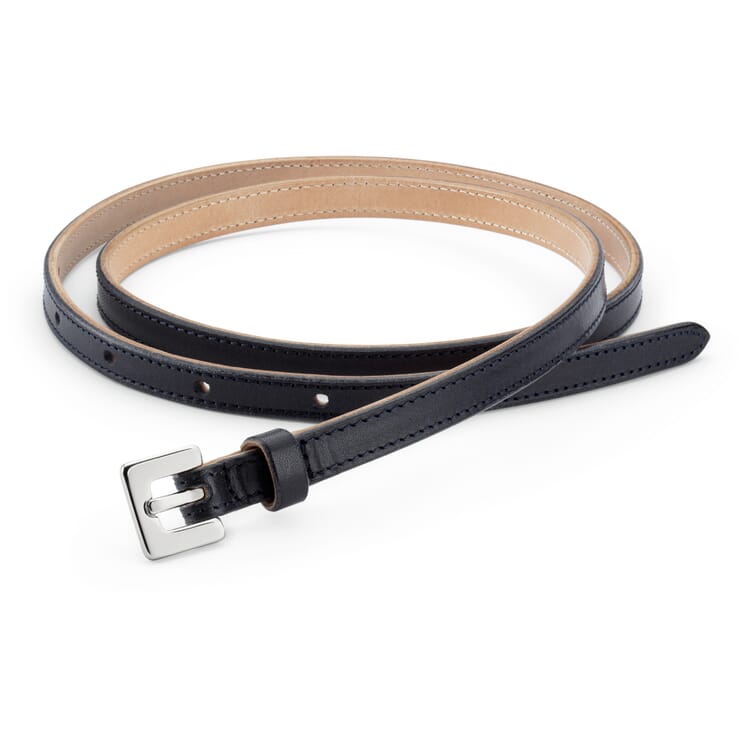 Smalle leren damesriem, Donkerblauw