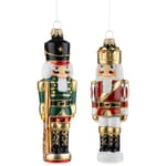 Lauschaer Glas Baumschmuck Nussknacker, 2er-Set