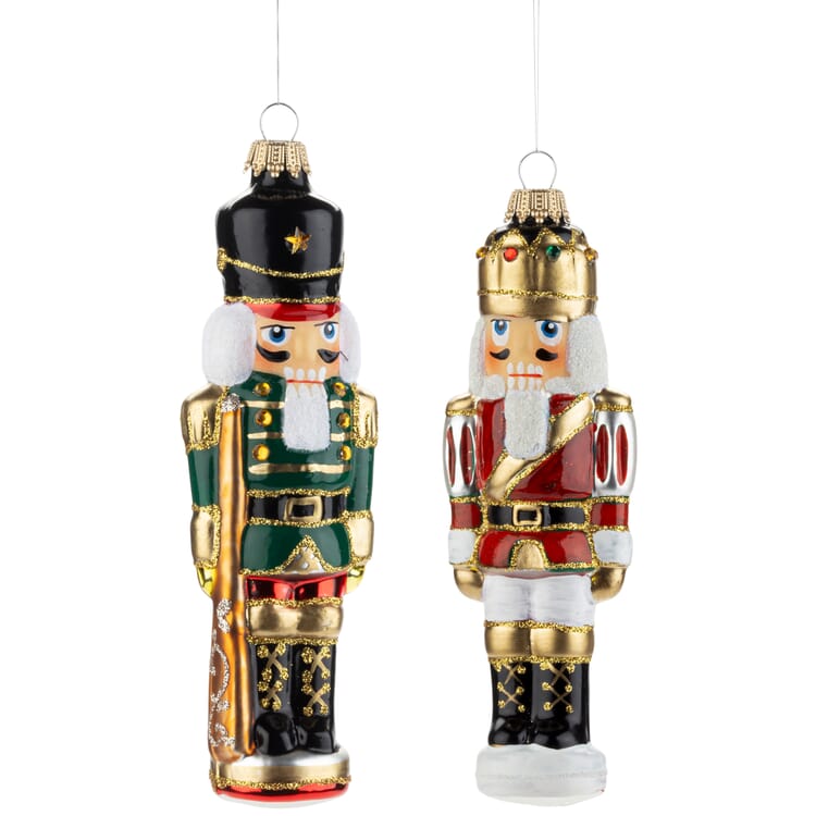 Lauschaer Glas Baumschmuck Nussknacker, 2er-Set