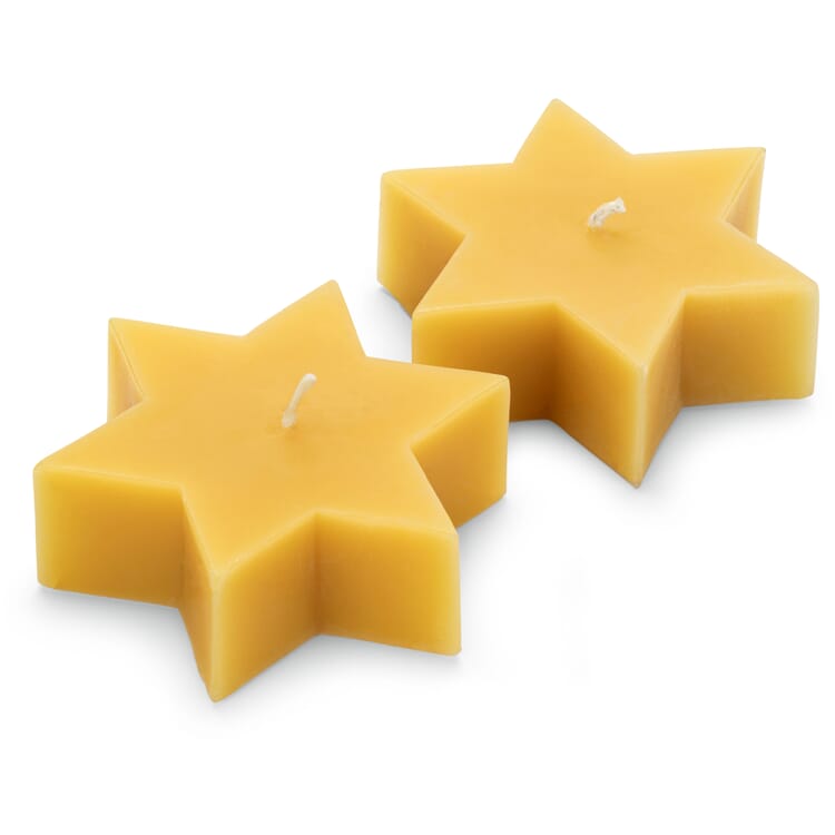 Bougies à réchaud en cire d'abeille Étoile, Naturel