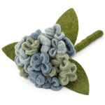 Filt med hortensiablomst Blå