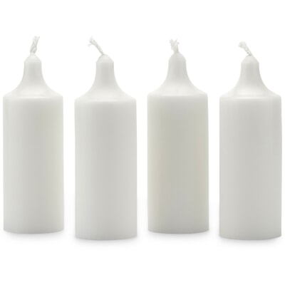 Teelichte gegossen hoch weiß, (4 Stück)