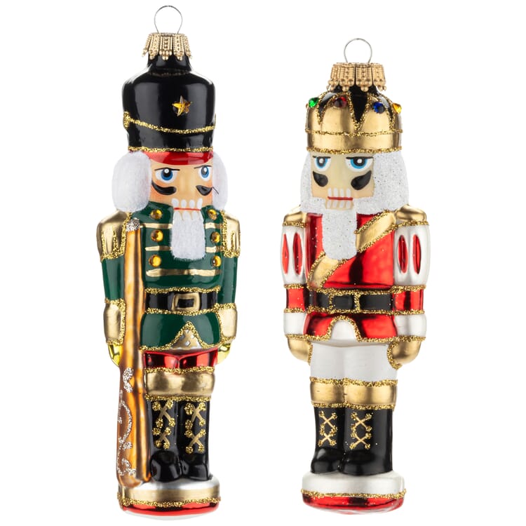 Lauschaer Glas Baumschmuck Nussknacker, 2er-Set