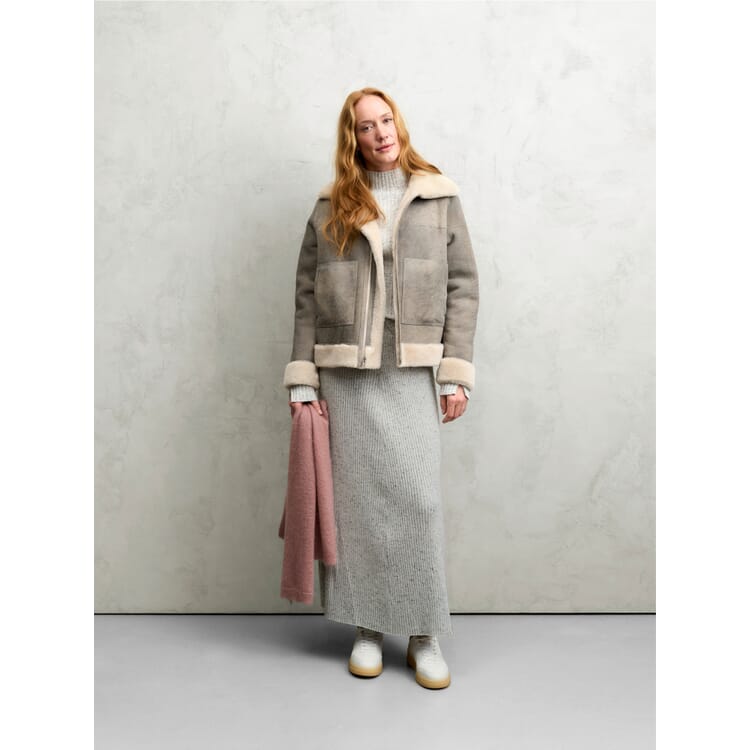Damen-Wendejacke Lammfell, Hellgrau