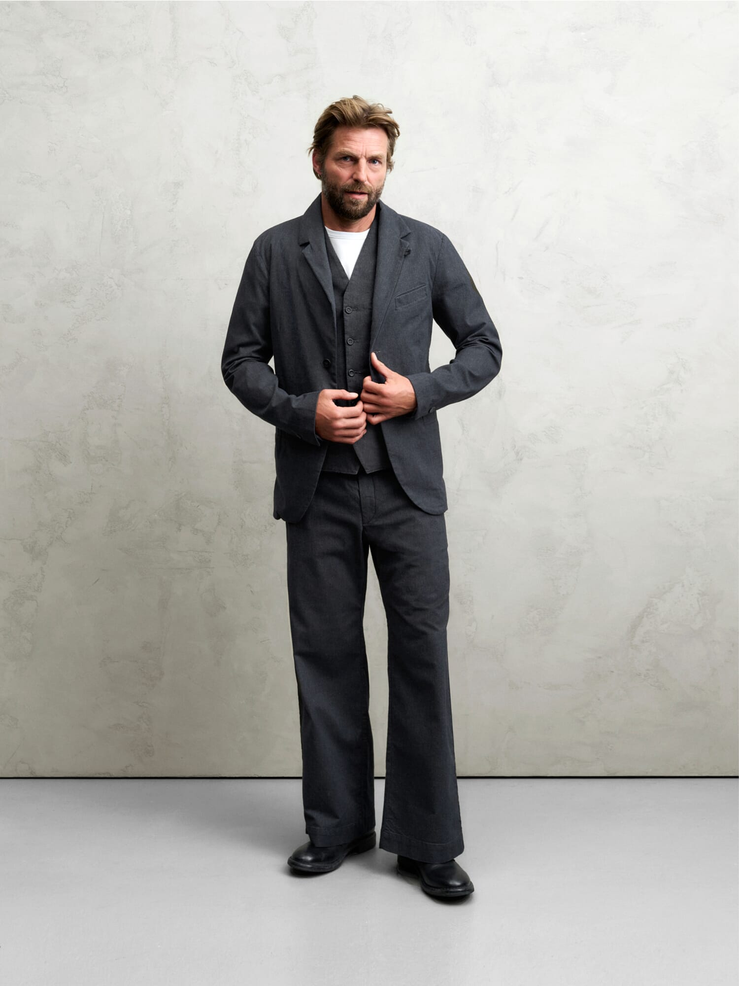 Pantalon homme rayures structurées, Anthracite Manufactum