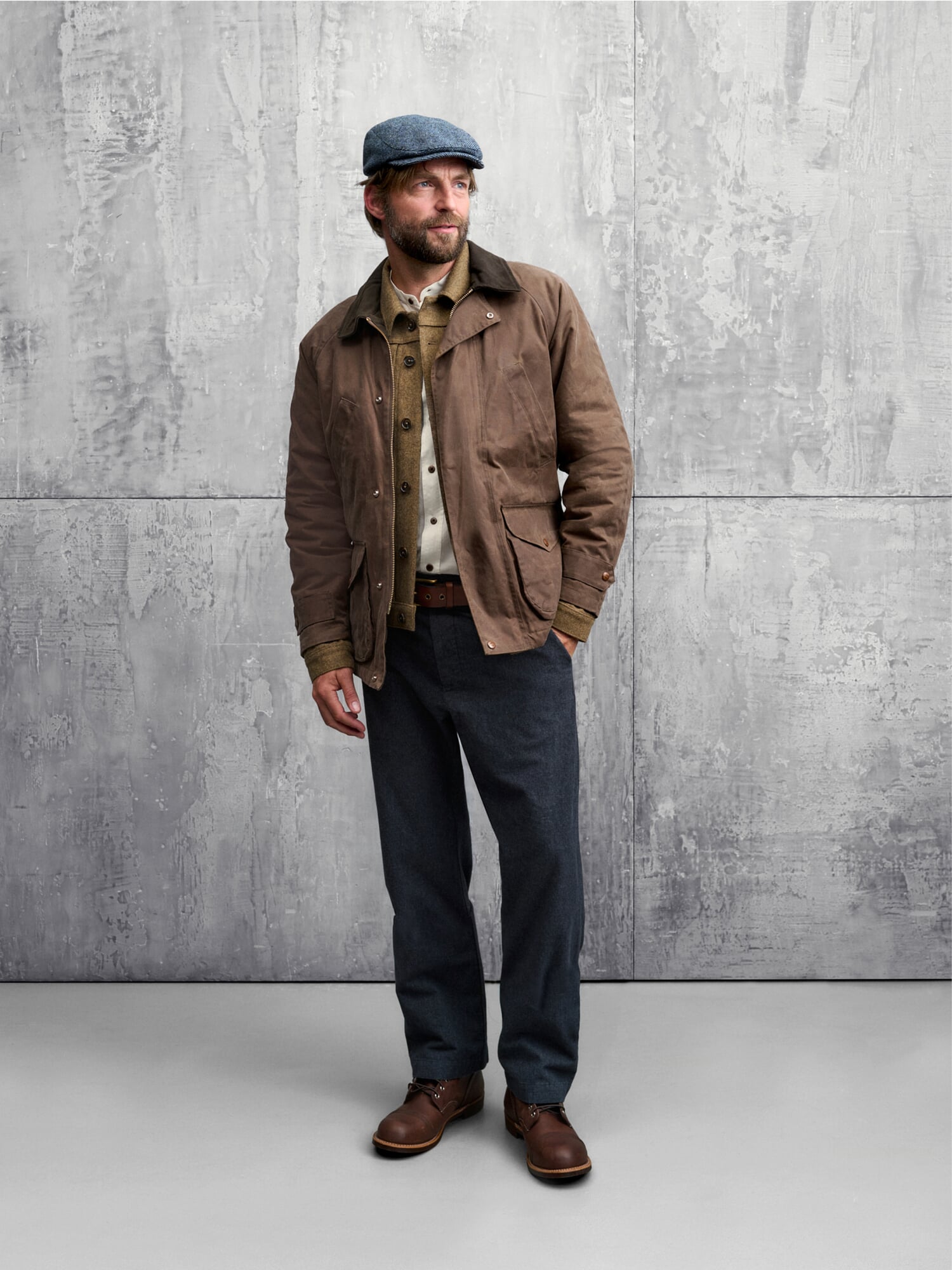 Men jacket waxed, Medium brown | Manufactum