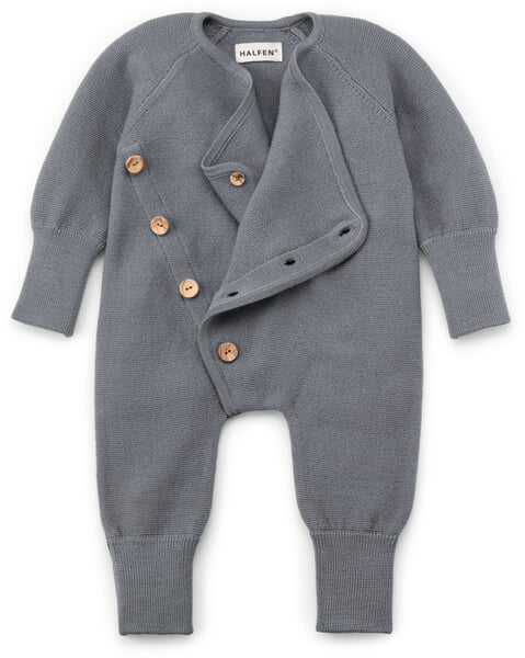 Baby-Strampler Merinowolle Rauchblau
