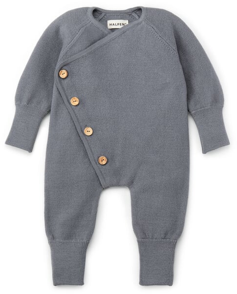 Baby-Strampler Merinowolle Rauchblau