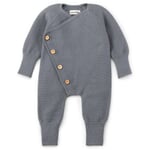 Baby-Strampler Merinowolle Rauchblau