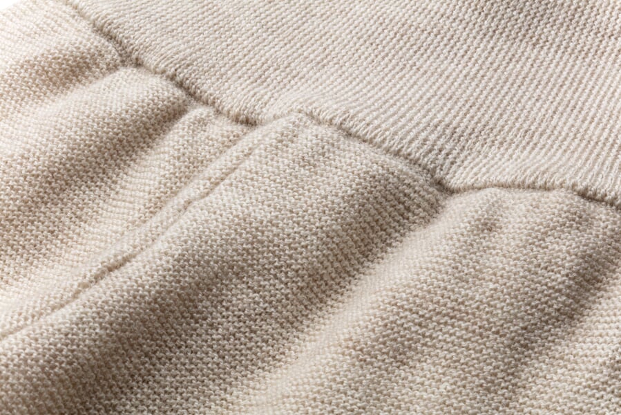 Baby-Bundhose Merinowolle Beige, Detailsicht