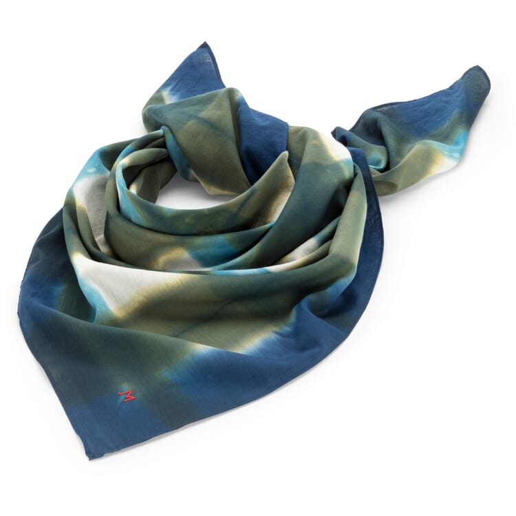Foulard uni N° 822 Batik, vert/bleu