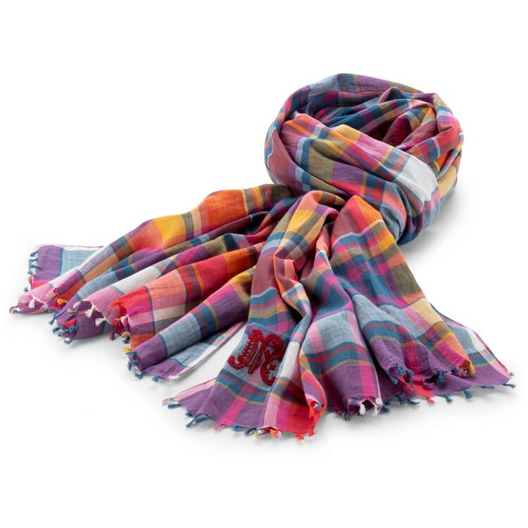 Plaid unisex scarf N° 827, red-blue
