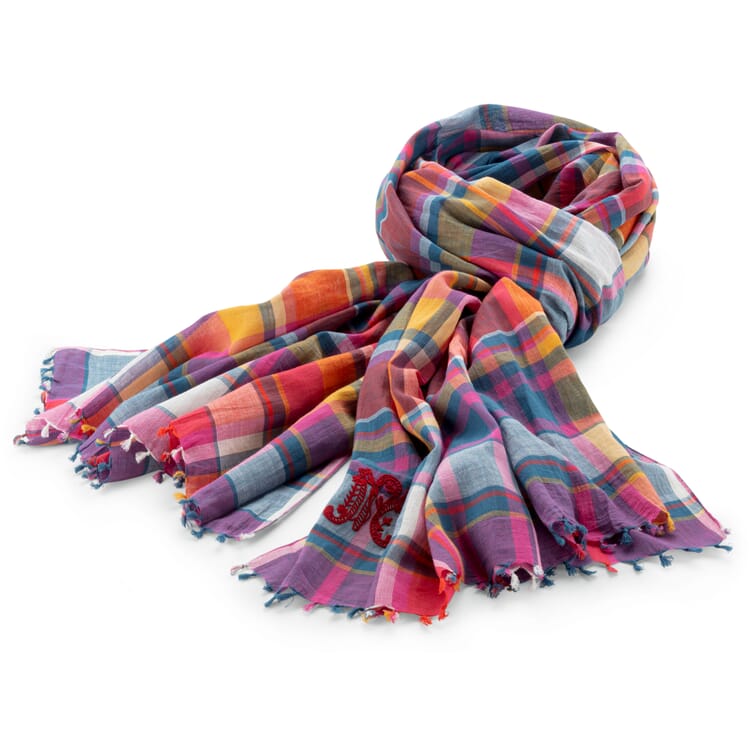 Plaid unisex scarf N° 827, red-blue