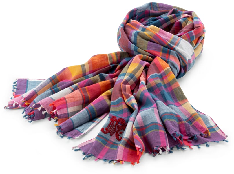 Unisextuch N° 827 kariert, Rot-Blau