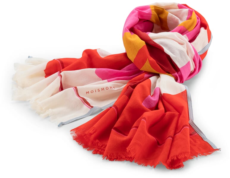 Unisextuch N° 826 floral, Rot-Rosa