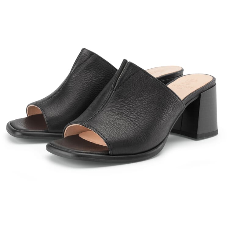Women’s Heeled Mules, Black