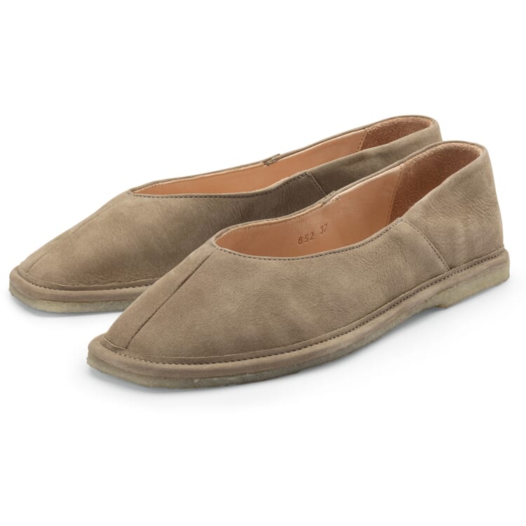 Damenslipper Rauleder, Taupe