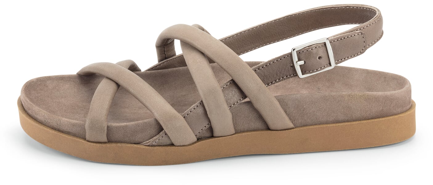 Damen-Ledersandale Taupe