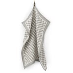 Tea towel half linen check Black
