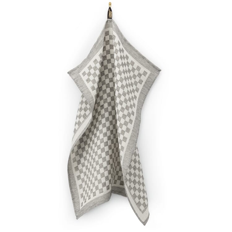 Theedoek half linnen ruit, Zwart