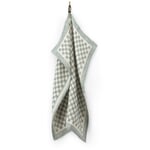 Tea towel half linen check Petrol
