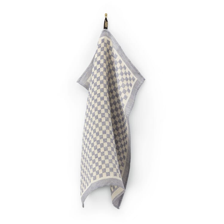 Theedoek half linnen ruit, Blauw