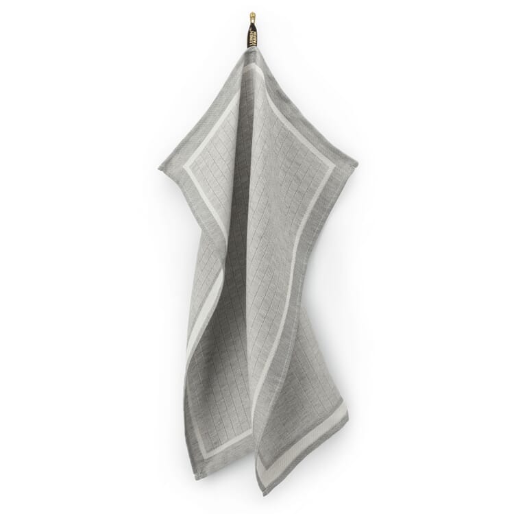 Viskestykke i halvlinned med striber, Grå