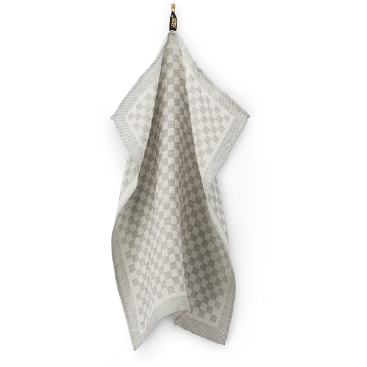 Tea towel half linen check, Gray