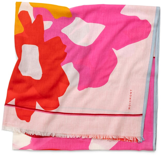 Unisextuch N° 826 floral, Rot-Rosa