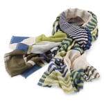 Écharpe femme rayée, bleu-vert