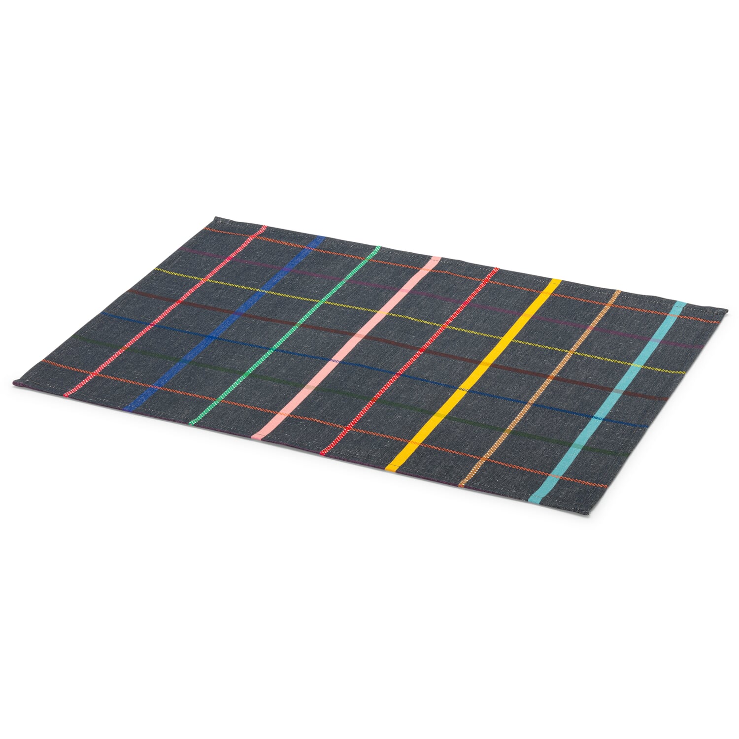 Tischset bunt kariert, Dunkelblau