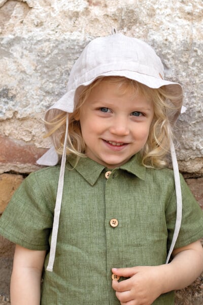 Children’s Short-Sleeve Linen Shirt Olive, manufacturing process