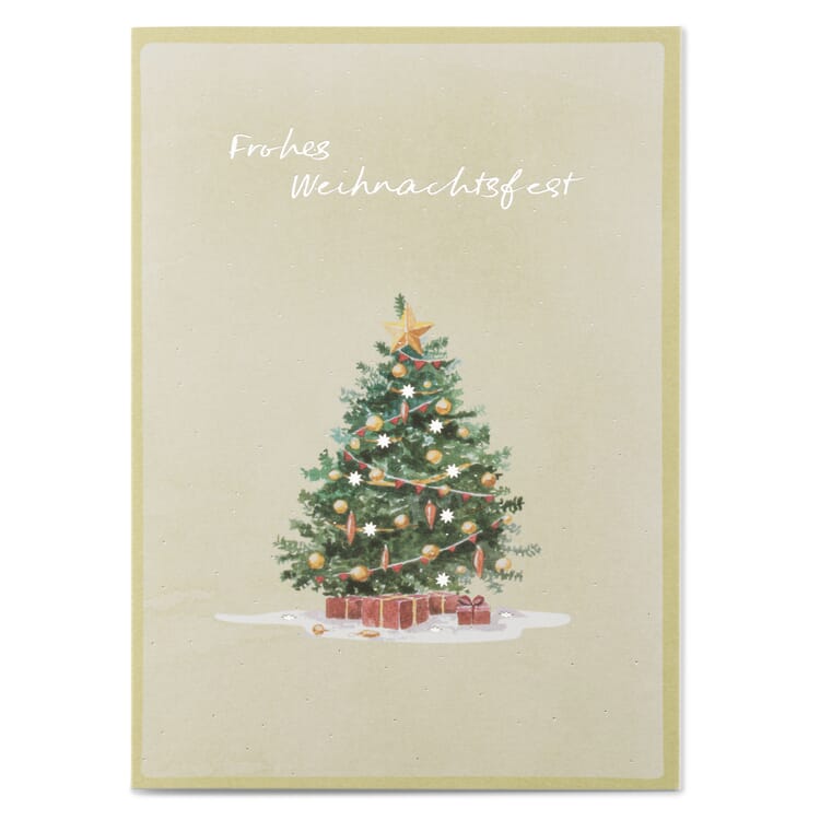 Carte de vœux papier recyclé, Sapin décoré