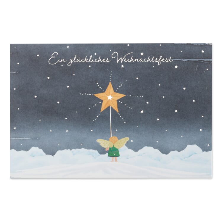 Lykønskningskort af genbrugspapir, Engel med stjerne
