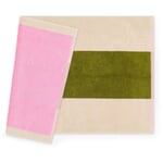 Colours on the Beach Bath Mat." Pink / Olive Green."
