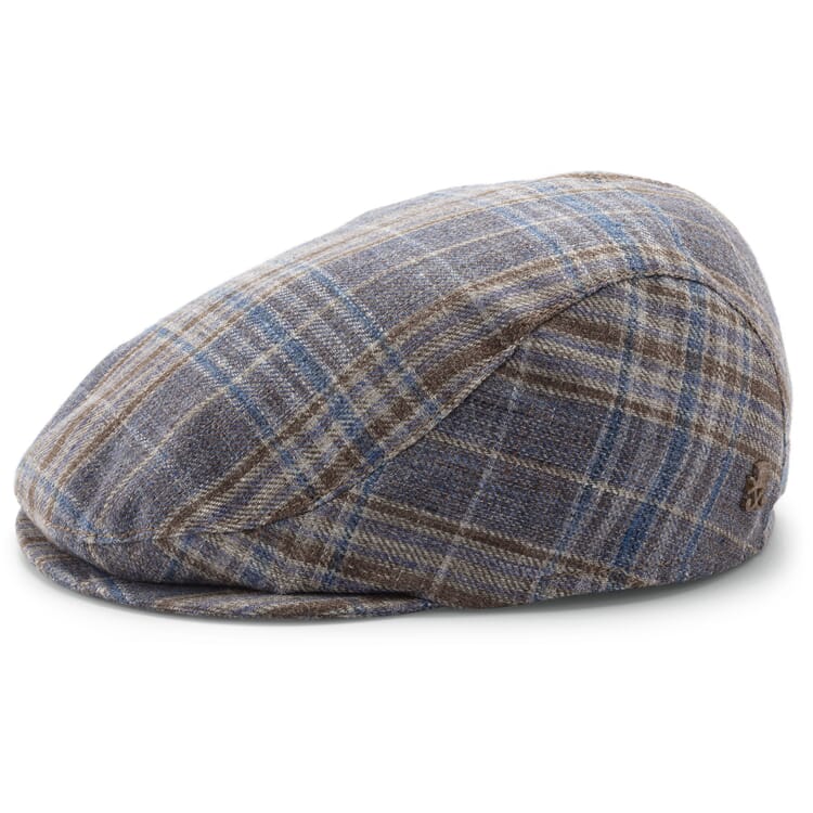 Men's plaid linen cap, Blue-Brown