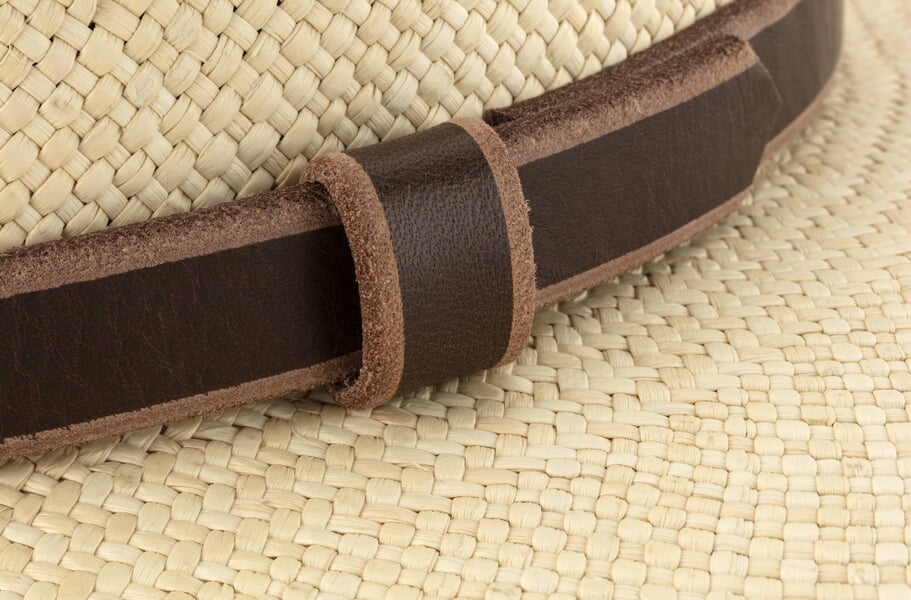 Chapeau panama pour homme avec ruban en cuir Naturel, vue détaillée