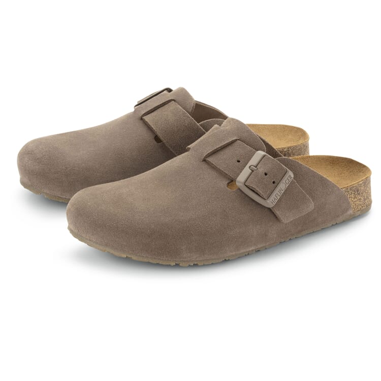 Unisex-tøffel i ruskind, Taupe