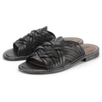 Sandal i flettet læder til kvinder Sort