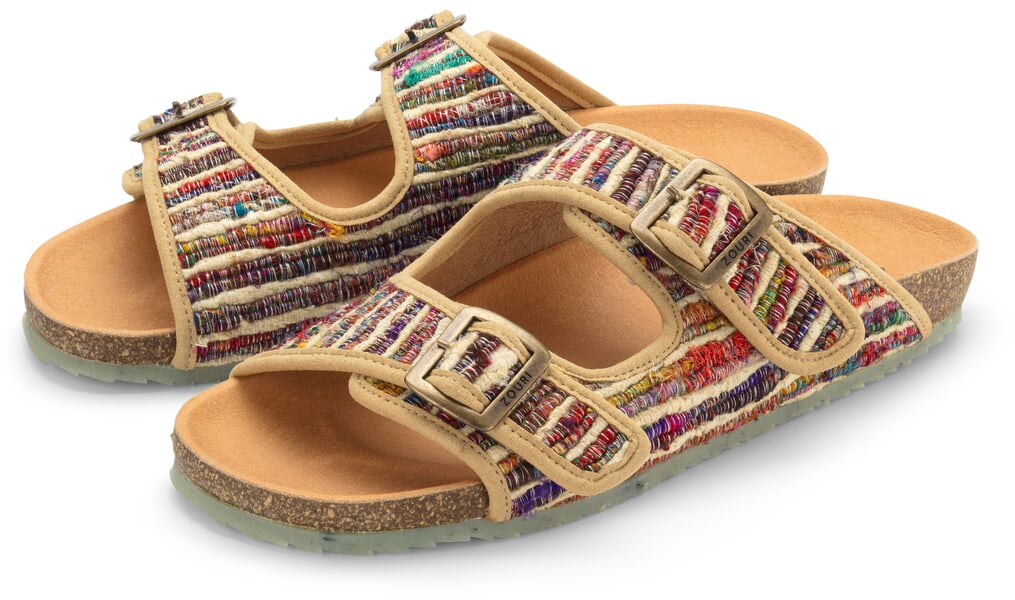 Damenpantolette Seide Multicolor