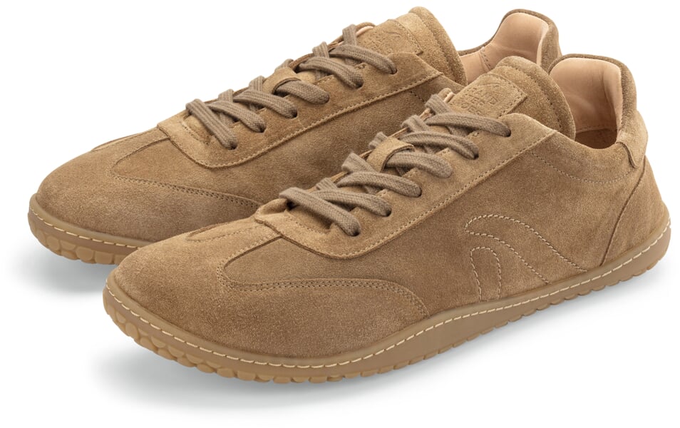 Unisex-Barfußschuh Suede Cognac