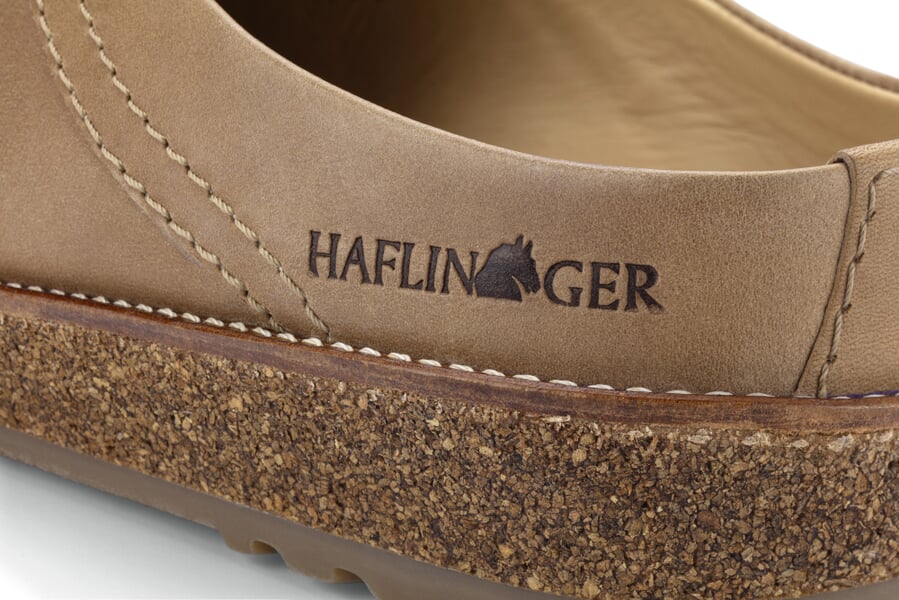Unisex-Lederpantoffel Hellbraun, Detailsicht