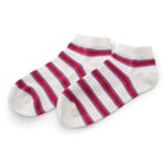 Chaussettes de sport rayées pour femmes Blanc-Rouge