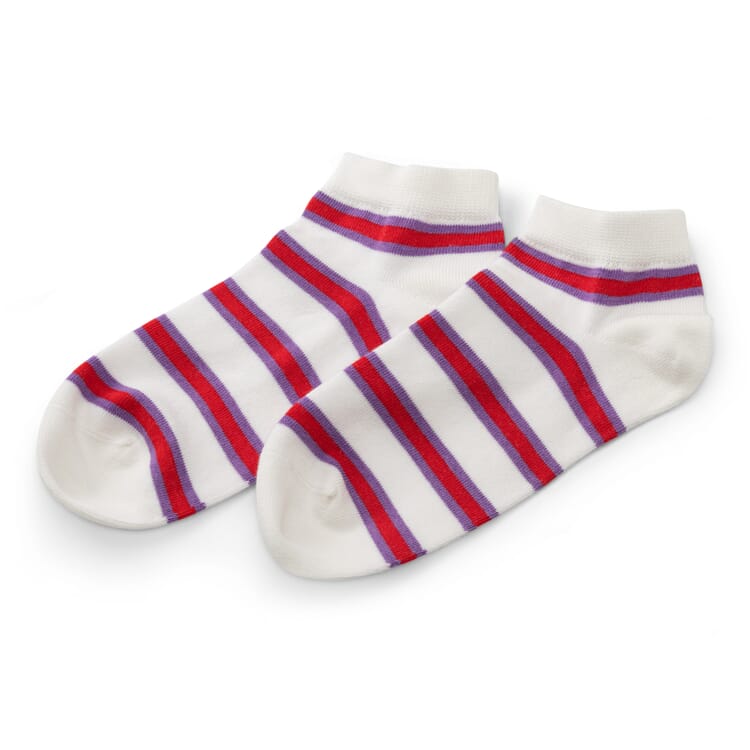 Chaussettes de sport rayées pour femmes, Blanc-Rouge